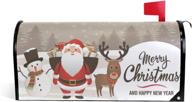 🦌 сеня рождественский олений узор магнитная накладка для почтового ящика для дома и сада - стандартный размер логотип