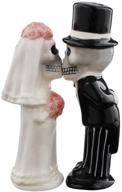 💕 romantic skeleton bride and groom kiss salt and pepper shakers - love never dies logo