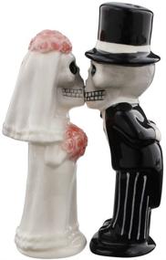 img 2 attached to 💕 Romantic Skeleton Bride and Groom Kiss Salt and Pepper Shakers - Love Never Dies