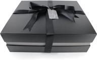 🎁 premium black large 13x11x4.5 inches gift box kit - manhattan paper company, black crocodile exterior (miami silver) logo