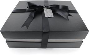 img 4 attached to 🎁 Premium Black Large 13x11x4.5 Inches Gift Box Kit - Manhattan Paper Company, Black Crocodile Exterior (Miami Silver)
