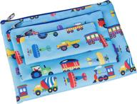 🎒 wildkin kids 3 piece zippered organizer for boys and girls - ideal for school supplies and travel essentials, durable 600-denier polyester fabric set, olive kids theme (trains planes & trucks) логотип