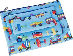 img 3 attached to 🎒 Wildkin Kids 3 Piece Zippered Organizer for Boys and Girls - Ideal for School Supplies and Travel Essentials, Durable 600-Denier Polyester Fabric Set, Olive Kids Theme (Trains Planes & Trucks)