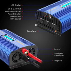 img 2 attached to 🔌 VOLTWORKS 2000 Вт постоянного тока 12V в переменного тока 120V Модифицированный синусоидальный инвертор - ЖК-дисплей, дистанционное управление, 3 розетки переменного тока, два порта USB 2.4A - Идеально подходит для автомобиля, дома на колесах, грузовика, лодки