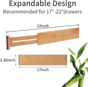 img 3 attached to 🎋 Adjustable Bamboo Drawer Organizers - 4 Pack, Ideal for Large Utensils (2.36" High, 17"-22"), Baby Clothes, and Bedroom Narrow Urawers