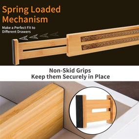 img 1 attached to 🎋 Adjustable Bamboo Drawer Organizers - 4 Pack, Ideal for Large Utensils (2.36" High, 17"-22"), Baby Clothes, and Bedroom Narrow Urawers