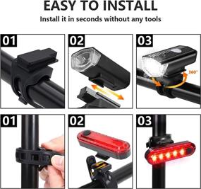 img 2 attached to 🚲 USB Rechargeable Bike Light Set, Super Bright Bicycle Front Headlight and Back Taillight, Easy-Install Bicycle LED Light for Road & Mountain Cycling