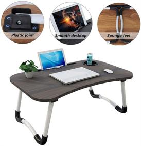 img 2 attached to 🛏️ Black Laptop Bed Table with Beverage Holder - Portable Foldable Laptop Tray for Breakfast, Reading, and Watching Movies on Bed, Couch, or Sofa