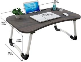 img 3 attached to 🛏️ Black Laptop Bed Table with Beverage Holder - Portable Foldable Laptop Tray for Breakfast, Reading, and Watching Movies on Bed, Couch, or Sofa