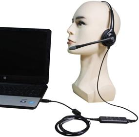 img 3 attached to 🎧 Computer USB Headset with Microphone for Noise Cancelling - Corded Monaural Headset for Business, Skype, UC, Lync, Softphone, Call Center and Office Use