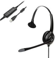 🎧 computer usb headset with microphone for noise cancelling - corded monaural headset for business, skype, uc, lync, softphone, call center and office use logo