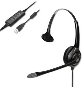 img 4 attached to 🎧 Computer USB Headset with Microphone for Noise Cancelling - Corded Monaural Headset for Business, Skype, UC, Lync, Softphone, Call Center and Office Use