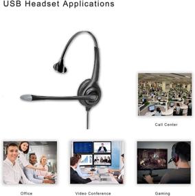 img 2 attached to 🎧 Computer USB Headset with Microphone for Noise Cancelling - Corded Monaural Headset for Business, Skype, UC, Lync, Softphone, Call Center and Office Use