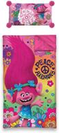 dreamworks trolls slumber bag with pillow - a fun and cozy 2 piece set in pink logo
