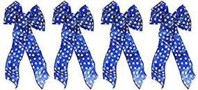 img 2 attached to 🎀 4-Pack of Black Duck Brand Blue Star Wired Ribbon Bows - 15inx7in American Flag Theme