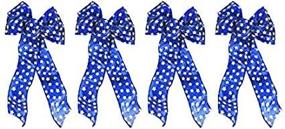 img 1 attached to 🎀 4-Pack of Black Duck Brand Blue Star Wired Ribbon Bows - 15inx7in American Flag Theme