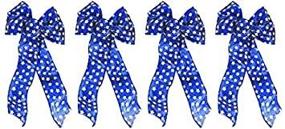 img 3 attached to 🎀 4-Pack of Black Duck Brand Blue Star Wired Ribbon Bows - 15inx7in American Flag Theme