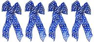 🎀 4-pack of black duck brand blue star wired ribbon bows - 15inx7in american flag theme logo