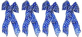 img 4 attached to 🎀 4-Pack of Black Duck Brand Blue Star Wired Ribbon Bows - 15inx7in American Flag Theme