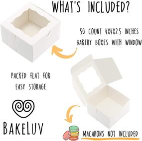 img 3 attached to BAKELUV Small White Mini Cake Boxes with Window, 50 Pack - Small Bakery Boxes for Pastries, Cookies, Donuts, Baking - Individual Bakery Take Out Containers