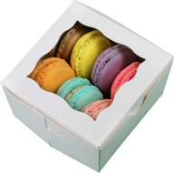 bakeluv small white mini cake boxes with window, 50 pack - small bakery boxes for pastries, cookies, donuts, baking - individual bakery take out containers logo