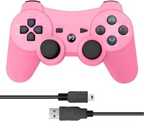 img 4 attached to Wireless Double Vibration Remote Gamepad for Sony Playstation 3 - Vinonda PS3 Controller (Pink) + Charging Cable