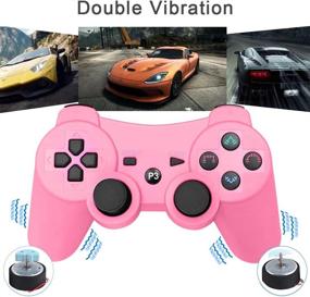 img 3 attached to Wireless Double Vibration Remote Gamepad for Sony Playstation 3 - Vinonda PS3 Controller (Pink) + Charging Cable