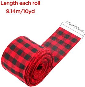 img 3 attached to 🎄 AIEX 3 Rolls Christmas Wired Ribbons - 2.5”x10 Yards Black & Red Buffalo Plaid Ribbons, Black & White Buffalo Plaid Ribbons, and Natural Burlap Ribbon for DIY Crafts, Gift Wrapping, Christmas Wedding Decorations