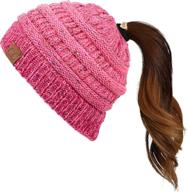 🎩 c.c ribbed confetti knit beanie with hair tie (mb-33) - a stylish hat for adults bundle logo