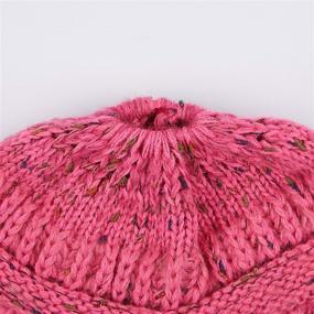 img 2 attached to 🎩 C.C Ribbed Confetti Knit Beanie with Hair Tie (MB-33) - A Stylish Hat for Adults Bundle