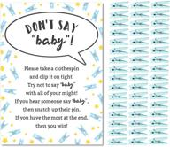 👶 don't say baby game for boys baby shower: engaging clothespin game with sign and 48 mini blue clothespins logo