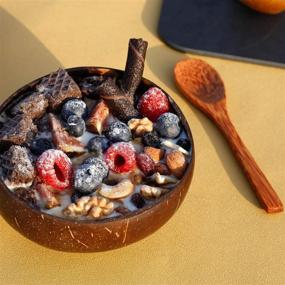 img 3 attached to 🥥 Organic Coconut Bowl Set with Wooden Spoons - Perfect Eco-friendly Gift for Kitchen