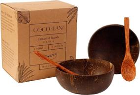 img 4 attached to 🥥 Organic Coconut Bowl Set with Wooden Spoons - Perfect Eco-friendly Gift for Kitchen