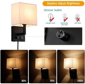 img 2 attached to 🕯️ Black Dimmable Wall-Mounted Candlestick Wall Lamp with USB Charging Port and Socket, Bedside Lamp with Power Cord - Ideal for Hotels, Corridors, Living Rooms, and Bedrooms