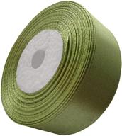 🎁 olive light green satin solid ribbon roll - 1 inch x 25 yards - perfect for crafts and gifts logo