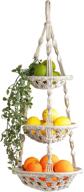 kiki's boho macrame fruit basket hanging: stylish wall hanging produce hammock for kitchen décor логотип