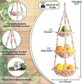 img 3 attached to Kiki's Boho Macrame Fruit Basket Hanging: Stylish Wall Hanging Produce Hammock for Kitchen Décor