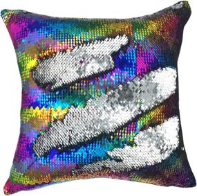 img 3 attached to 🧜 Magic Reversible Sequin Decorative Cushion Cover - YOUR SMILE Mermaid Throw Pillow Case for Couch Sofa Bed, 16 X 16 Inches, Multicolor/Gray