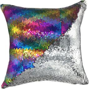 img 2 attached to 🧜 Magic Reversible Sequin Decorative Cushion Cover - YOUR SMILE Mermaid Throw Pillow Case for Couch Sofa Bed, 16 X 16 Inches, Multicolor/Gray