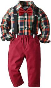 img 3 attached to 👔 Adorable Boys Clothes Sets: Toddler Boy Outfits with Gentleman Suits, 2pcs featuring Bow Tie Shirts and Suspenders Pants