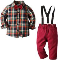 👔 adorable boys clothes sets: toddler boy outfits with gentleman suits, 2pcs featuring bow tie shirts and suspenders pants logo