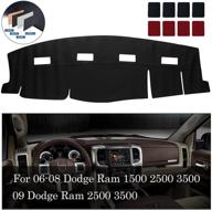 bdfhyk dashboard dash cover: premium pu dash mat for 🚗 2006-2008 dodge ram 1500, 2500, 3500 & 2009 ram 2500, 3500 logo