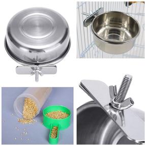 img 1 attached to 🦜 4 Pack Bird Parrot Food and Water Dish Set: Stainless Steel Feeding Cups & Plastic Water Dispenser Bottle for Chinchilla, Ferret, Cockatiel, Conure, Parakeet