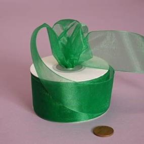 img 4 attached to 💚 Elevate Your Décor with Emerald Green Shimmer Sheer Organza Ribbon, 1-1/2" X 25Yd