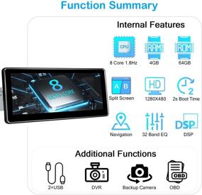 img 3 attached to 📱 Upgraded JOYING Android 10.0 System Single Din 8.8 inch IPS Touch Screen with 4GB RAM 64GB ROM, 8 Core Processor, GPS Sat Nav, Bluetooth, 5G WiFi, USB, SD, FM Radio, Android Auto, and Subwoofer Support