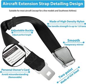 img 2 attached to ✈️ WaiNynyda Black Airplane Seat Belt Extender - Adjustable 7-31" for Most Airlines excluding Southwest