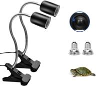 🐢 reptile heat lamp: 2 pack uva + uvb full spectrum sun lamp for turtle lizards & snakes - 360° rotatable clips & adjustable switch - black (50w bulbs) logo