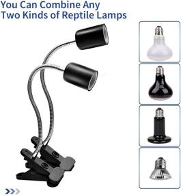 img 2 attached to 🐢 Reptile Heat Lamp: 2 Pack UVA + UVB Full Spectrum Sun Lamp for Turtle Lizards & Snakes - 360° Rotatable Clips & Adjustable Switch - Black (50W Bulbs)