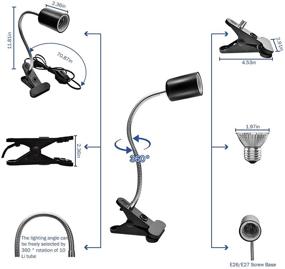 img 3 attached to 🐢 Reptile Heat Lamp: 2 Pack UVA + UVB Full Spectrum Sun Lamp for Turtle Lizards & Snakes - 360° Rotatable Clips & Adjustable Switch - Black (50W Bulbs)