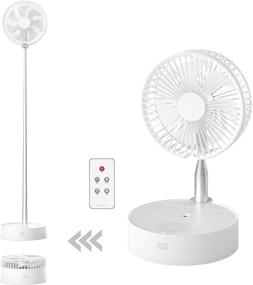 img 4 attached to 🌀 Versatile and Convenient 8 inch Oscillating Fan: Foldable, Remote Controlled, with Humidifier, Night Light, and 7200mAh Battery